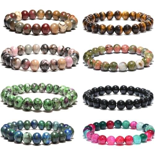 Noter 35 styles Natural Stone Bracelet For Man Femme 8mm Round Beaded Braslet Yoga Meditation Jewelry Buddha Strand Braclet Gift