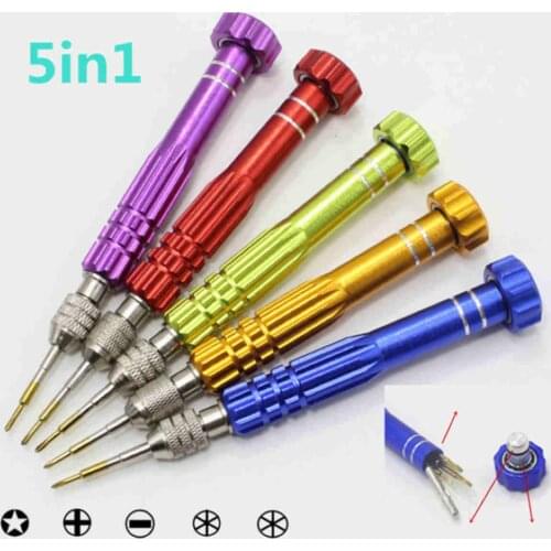 1set 5in1 Precision Watch Glasses Maintennance Phone Repair Screwdriver Open Tool Set Kit