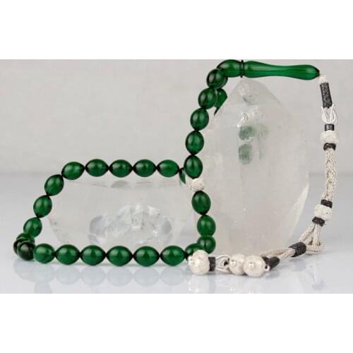 Natural Amber 1000 Silver Kazaz Tassel 33 Bead Prayer Beads Islamic Tasbih Rosary Men Women Meditation Jewelry From Turkey