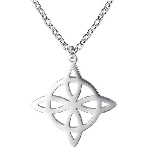 Witchcraft Witchs Knot Necklaces Stainless Steel Geometry Long Chain Necklace for Women Men Fashion Silver Color Jewelry Gifts