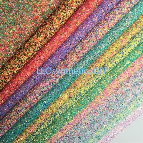 1PC 21X29CM Colorful Felt Backing Glitter Fabric, Chunky Glitter Leathe Sheets For Making Bows LEOsyntheticoDIY 6S51