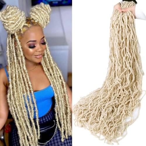 Full Star Nu Locs Goddess Faux Locs Bobbi Boss Crochet Braids African Women Black Ombre Collection 2X Messy Curly Faux Nu Locs