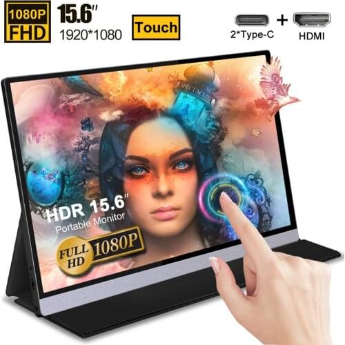 15.6 Portable Usb C Touch Monitor for Lepow Asus Zenscreen Hori Ps3 Ps4 Xbox Switch Gaming Monitor Laptop PC Display Gamer 1080p