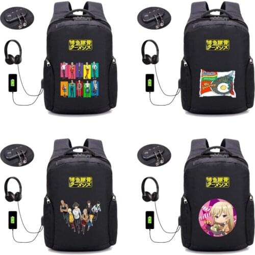 Anime Hakata Tonkotsu Ramens backpack USB Charging student book bag Men women Anti-theft Laptop Backpacks Travel Bags 18 style