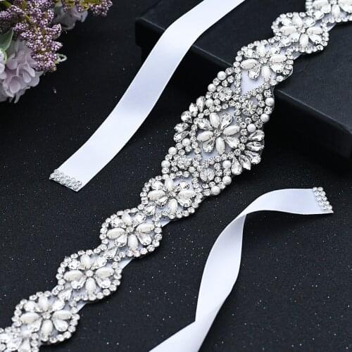 ZMS161-S Luxury Bridal Belts with Rhinestone Bridal Wedding Accessories Belt for Women Wedding Dress Pearl Belt Formal Belts