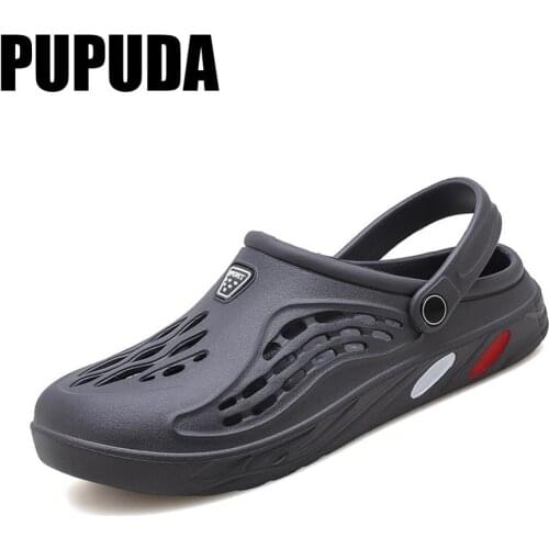 PUPUDA Slippers Men Slides Lightweight Summer Sandals Soft Male Flat Platform Beach Shoes for Men