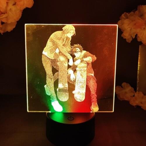 Sk8: The Infinitys Cutest Moments Between Langa & Reki HD Two Tone Lamp Kawaii Room Decor Gift for Manga Fans Skater Boys