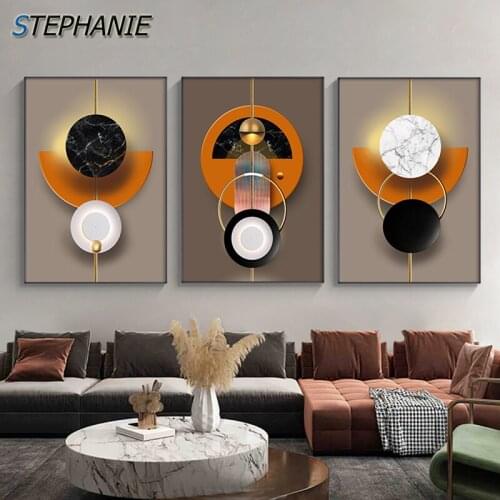 Modern Abstract Light Geometric Wall Paintings Nordic Marble Pattern Posters Prints Canvas Pictures Living Room Decor Wall Art