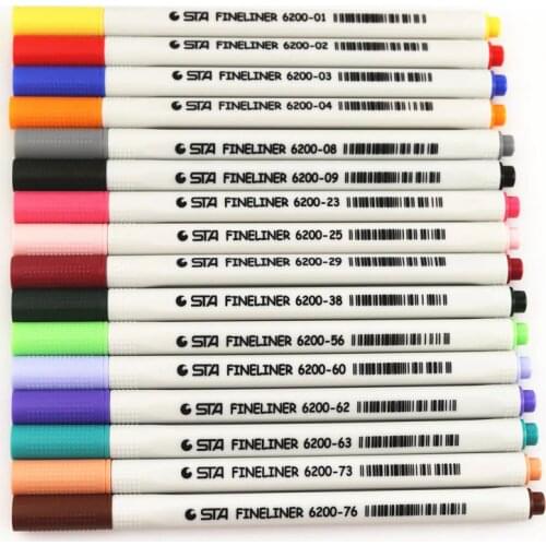 STA 16 Colors 0.4 Mm Fine liner Pens Superfine Art Marker Pen Water Based Assorted Ink Drawing For Children Graffiti Hook Fiber