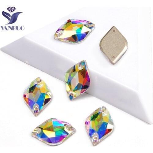 YANRUO 3211 All Sizes AB Lemon Flat Back Glass Strass Craft Rhinestones Sewing Crystals For Needlework Accessories