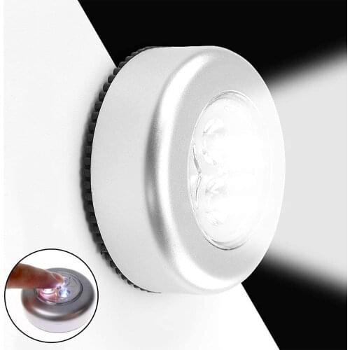 3 Leds Touch Light Battery Powered Cupboard Wardrobe Bedroom Night Lights Under Cabinet Bedside Closet Kitchen Lighting Lamps
