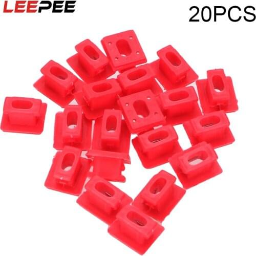 LEEPEE 20pcs Car Fasten Clips Dashboard Dash Trim Strip Clips Panel Fixing Buckles Red Insert Grommets For BMW E46/E65/E66/E83N