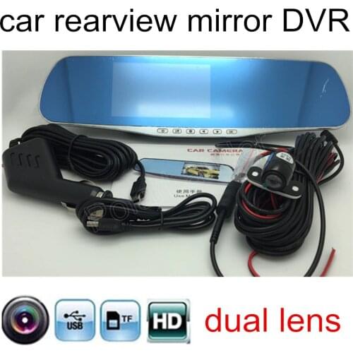 New arrival car Rearview Mirror DVR Full HD 1080P Dual Lens 4.3"LCD include Rear View Camera camcorder dash cam