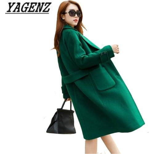 2020 Autumn/Winter Womens Windbreaker Woolen Jacket coats Korean Loose BF Long Overcoat Large size Warm Female wool Coats 4XL