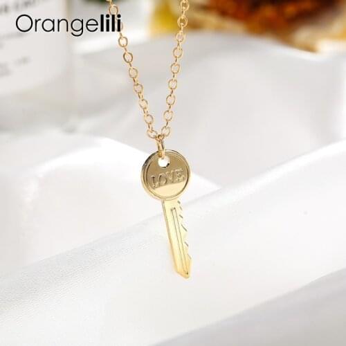 Pinkdudu Alloy Necklace For Women Lovers Fashion Key Lock Pendant Clavicle Necklaces Valentines Day Gift Men Jewelry OG001