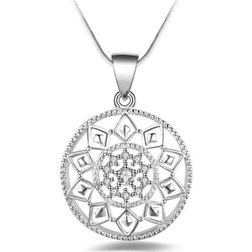 925 Sterling Silver Cubic Zirconia Charm Statement Pendant Necklace Women Jewelry With a Chain Women Party Wedding Wholesale