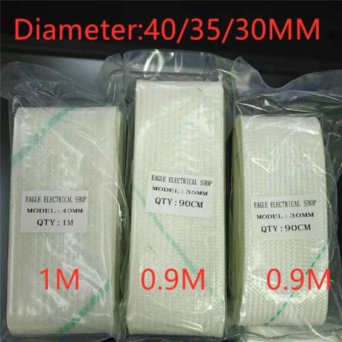 1 pack of 1 m or 0.9m Yellow wax tube 30/35/40mm Fiberglass sleeving High temperature insulated wire casing Glass Fiber Tube