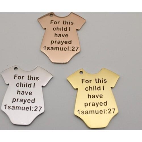 10pcs Stainless Steel Sportwear Charms Engraved "For This Child I Have Prayed" For Diy Jewellery Making