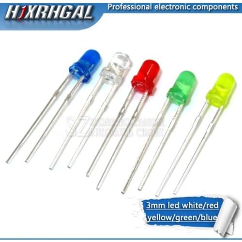 100pcs 3mm LED Diode 3mm round head fog red/yellow/white/green/blue led kit new and original hjxrhgal