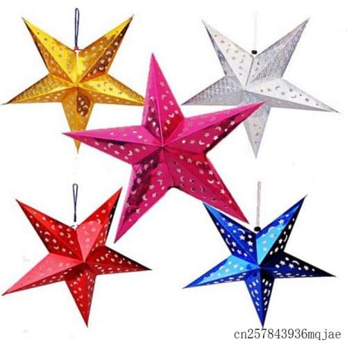 200pcs 30cm Paper Lanterns Paper Five-star Christmas Ornament Star Lampshade Christmas Scene Decoration