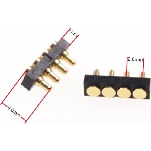 5 pcs Spring loaded pogo pin connector 2 Pin Pitch 2.0mm 4.0mm Height Surface Mount PCB SMT brass material Gold Flash 12V 1A