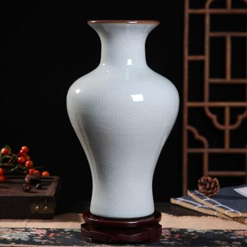 Jingdezhen antique ceramic vase porcelain color glaze crack white vase modern fashion crafts home furnishings
