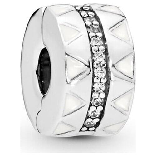 Baofu 925 Sterling Silver Fixed Clip Shiny Triangle Charm Clip Beaded Suitable For Original Ladies Bracelet DIY Jewelry