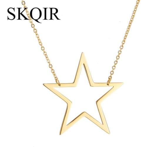 30pcs Silver Color 30Pcs Gold Color Star Pendant Necklace Stainless Steel Hollow Necklaces For Women Jewelry Gift