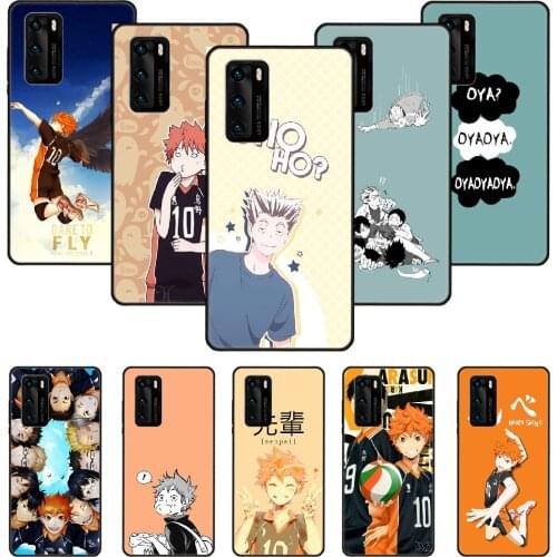 Phone Case For Huawei P20 P30 P40 P Smart Z + P10 Mate 30 10 20 Lite Pro Black Cover Back 3D Waterproof Tpu Haikyuu Volleyball