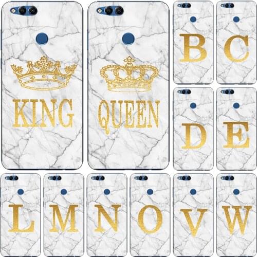 Phone case for Huawei Honor 7 7X 7S 7A ATU-L21 5.75' DUA-L22 5.45' 7A Pro White Marble Golden English Letter Fashion Back Cover