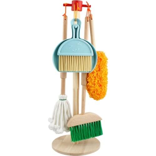 Childrens Wooden Detachable Toys Cleaning Set Includes Kid-Size Kitchen Cleaning Tools With Brooms Perfect For Childrens Gifts