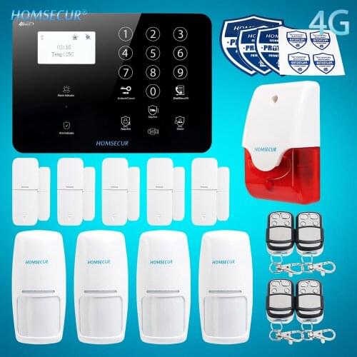 HOMSECUR Wireless 4G/GSM LCD Burglar Intruder Alarm System+Multi-Languages Menu