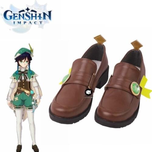 Game Genshin Impact VENTI Cosplay Shoes PU Leather Shoes Custom Made Halloween Carnival Boots Cosplay