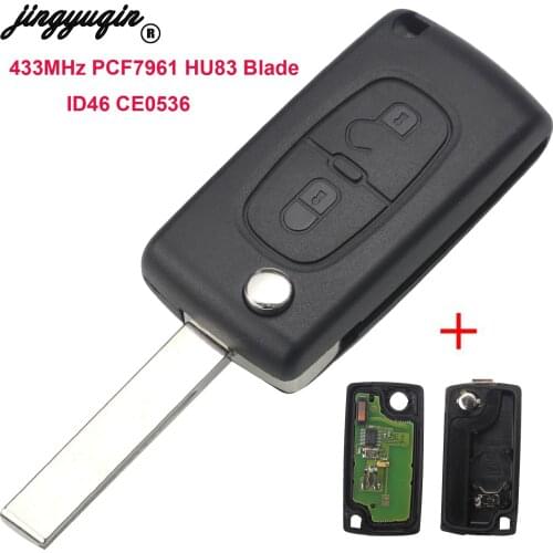 Jingyuqin 2 BTN Flip Remote Car Key Shell Case Fob HCA For Peugeot Ce0536 Citroen C2 C8 C4 C5 C6 Xsara Picasso