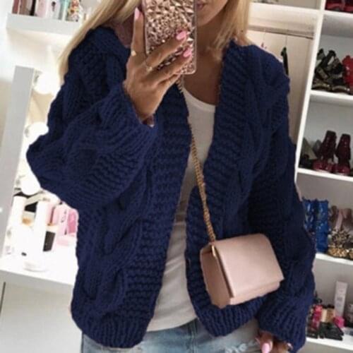 Women Sweet Solid Color Sweater Bolt Thread Twist Knit Cardigan Female Simple All-Match Cardigans Ladies Quality Warm Sweaters