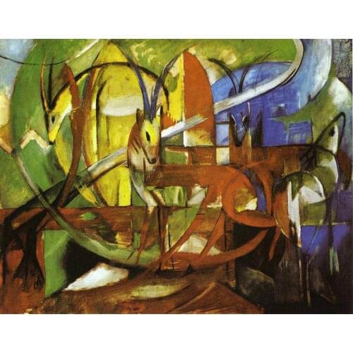 Gazelles by Franz Marc Painting Oil on canvas High quality hand painted abstract art reproduction
