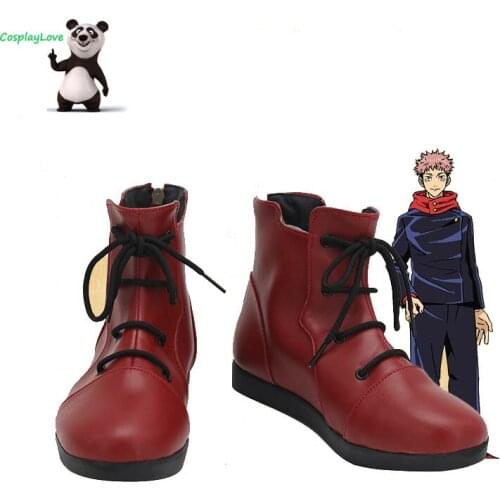 CosplayLove JJujutsu Kaisen Sorcery Fight Yuji Itadori Red Cosplay Shoes Long Boots Leather Custom Made For Boys Male