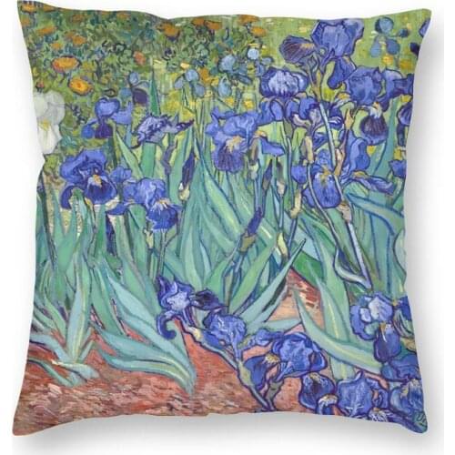 Lrises Vincent Van Gogh Square Pillowcover Decoration Art Flowers Painting Cushion Cover Throw Pillow For Living Room Printing