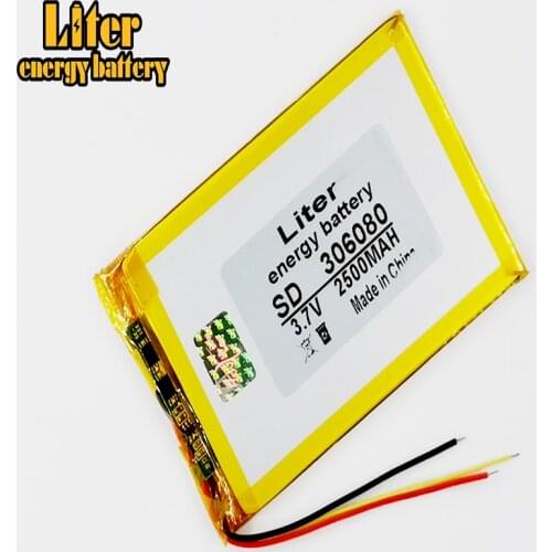Li-po Polymer lithium battery 306080 2500 mah love landing PDA smart tablet computer 3.7v polymer 3 line