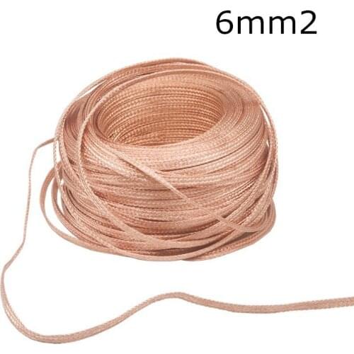 10 meters 6mm2 Copper Braided Wire Woven Thread Naked Copper Tape Earth Ground Wire Flexible Tinned Copper Flat Copper Strip