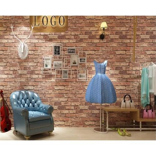 Beibehang papel de parede pvc Three-dimensional Chinese Fashion imitation brick wallpaper red retro living room TV backdrop wall