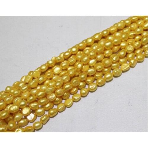 Wholesale Real Pearl Bead 8-11mm 15'' Light Gold Natural Freshwater Pearl Loose Beads Handmade Gift