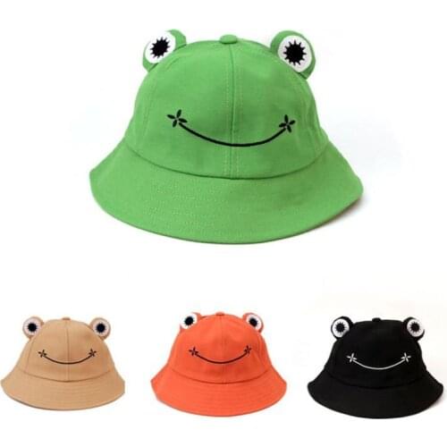 Doitbest 2021 Kids Cotton Bucket Hats Summer Panama Cute frog Sun Cap Spring Baby Boy Girls Outdoor Beach Fisherman Hat