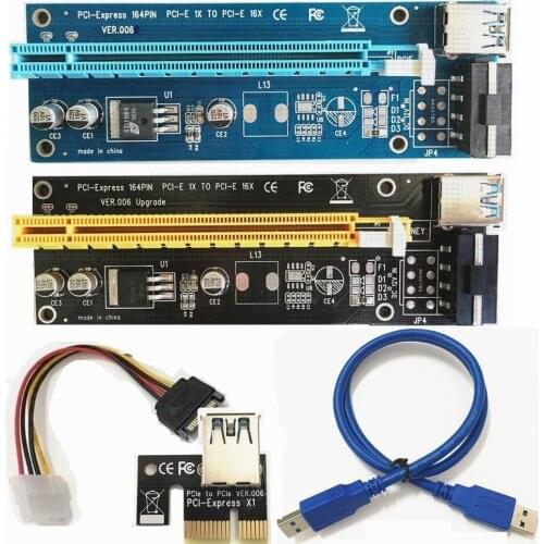 PCI-E PCI E Express 1x to 16x graphics Card Riser Card Adapter USB 3.0 Cable SATA to 4 Pin IDE Molex Power Supply For BTC Miner