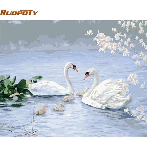RUOPOTY Frame Swan Animals DIY Painting By Numbers Modern Acrylic Paint On Canvas Painting Unique Gift For Home Decor Artworks