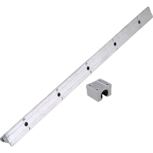 Silver Open Roller Bearing Slide Block & L500mm SBR10 Linear Bearing Rail Guide with 10mm Dia Shaft for CNC Machine Set of 2
