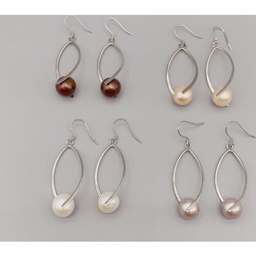 FoLisaUnique 11-12mm Freshwater Pearls Earring For Women Gift 925 Sterling Silver Hook Drop Dangle Earring Birthday Jewelry Gift