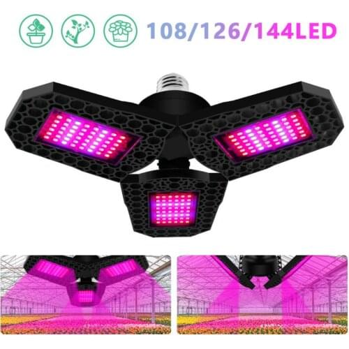 108/126/144 LED E27 Plant Growth Light Indoor Plant Light Deformation Folding Plant Grow Lamp Red And Blue Spectrum Garden Light