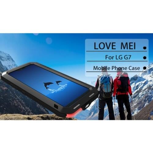 LOVE MEI Shockproof Aluminum Metal Case For LG G7 ThinQ Full Body Protective Waterproof Case Cover Capa For LG G7 Gorilla Glass