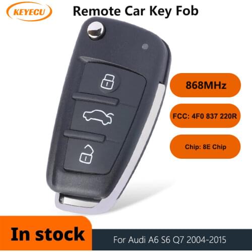 KEYECU For Audi A6 S6 Q7 2004-2015 8E Chip Remote Key Fob Control W/O Keyless Proximity IYZ3314 4F0837220R 4F0837220M 4F0837220T